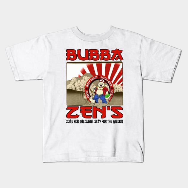 Bubba Zen's Bait Shop & Sushi Bar Kids T-Shirt by G. Patrick Colvin